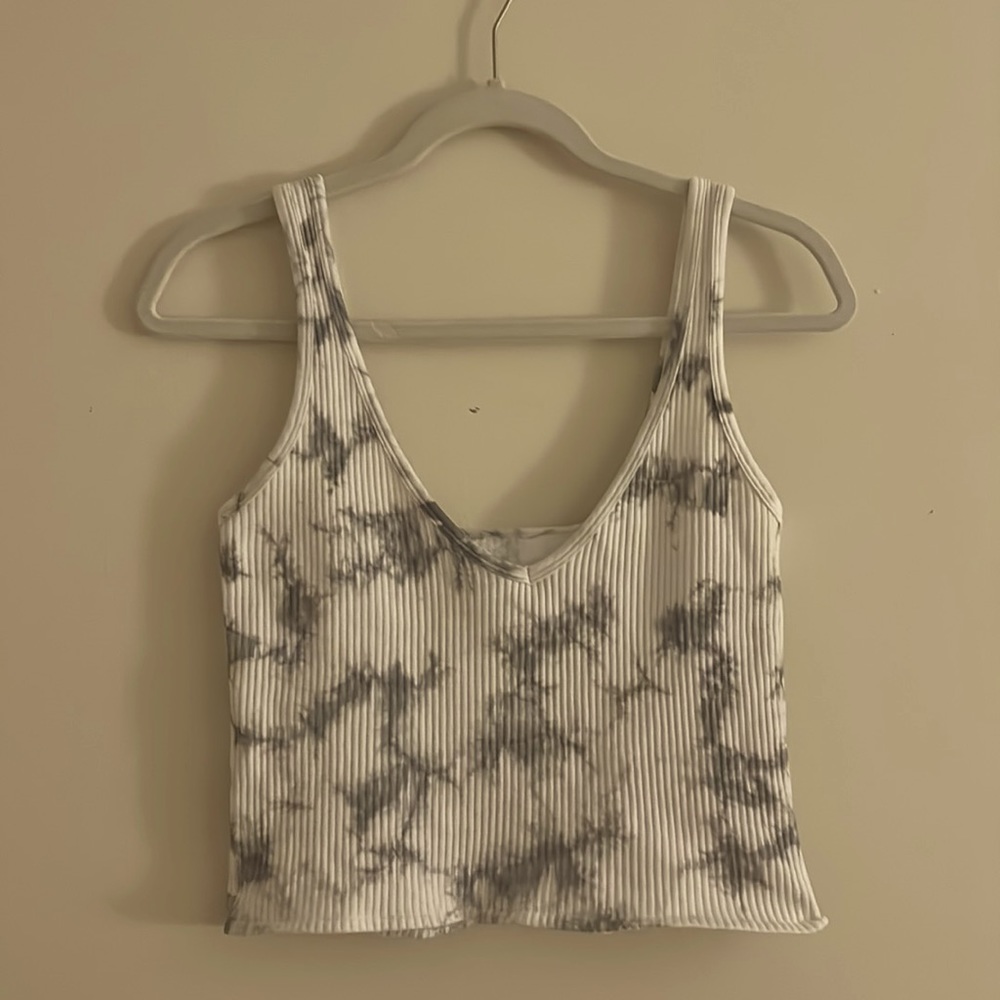 light grey and white cropped tank
